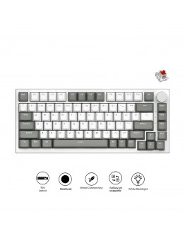 Ajazz геймърска механична клавиатура Gaming Mechanical Keyboard AK820 - AS Red Switch [Linear] (English US), Gray White, White Light