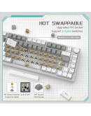 Ajazz геймърска механична клавиатура Gaming Mechanical Keyboard AK820 - Mille feuille Yellow Switches [Linear] (English US), White Gray, White Light