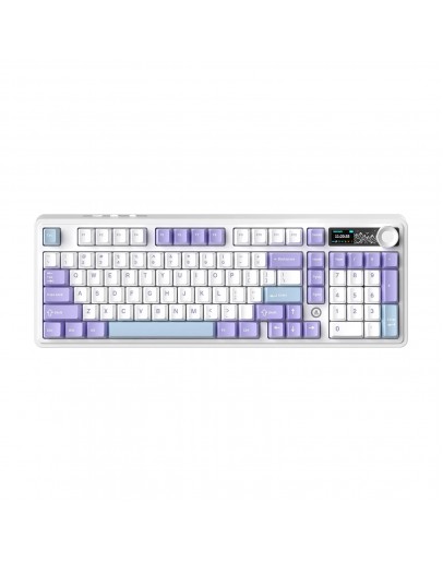Ajazz геймърска механична клавиатура Wireless Gaming Mechanical Keyboard AK980 V2 - Gift Switch [Linear] (English US), Purple, White, Blue