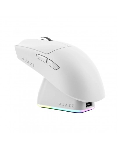 Ajazz професионална геймърска мишка AJ139P V3 MC - Wireless Gaming Mouse - 1K, Magnetic Charging Dock, White
