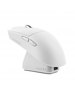 Ajazz професионална геймърска мишка AJ139P V3 MC - Wireless Gaming Mouse - 1K, Magnetic Charging Dock, White