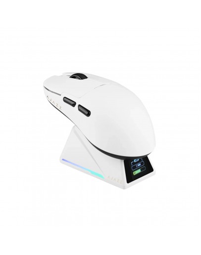 Ajazz професионална геймърска мишка AJ159 APEX - Wireless Gaming Mouse - 8K, Magnetic Charging Dock, White