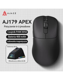 Ajazz професионална геймърска мишка AJ179 APEX - Wireless Gaming Mouse - 8K, Magnetic Charging Dock, Black