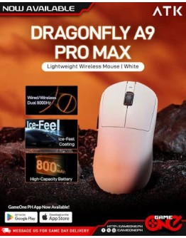 ATK професионална геймърска мишка Wireless Gaming Mouse A9 Pro Max 2.0 Tri-mode Nearlink - 8K, White