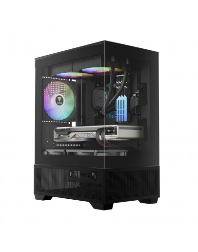 Gamdias кутия Case mATX - AURA GC9M Elite - 3 x 120 mm A-RGB, USB-C, Tempered Glass