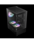 Gamdias кутия Case mATX - AURA GC9M Elite - 3 x 120 mm A-RGB, USB-C, Tempered Glass