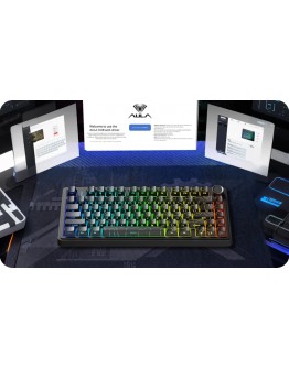 Aula геймърска механична клавиатура Wireless Gaming Mechanical Keyboard F75HE - Black King Magnetic Switch [Linear] (English US), Black, Gray