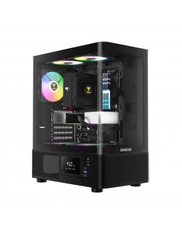 Gamdias кутия Case ATX - ATLAS E2 - 3 x 120 mm A-RGB, Digital Display, Curved Glass