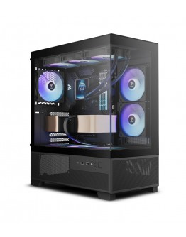 Gamdias кутия Case mATX - AURA GC12 ARGB BK - 6 x 120 mm A-RGB, USB-C, Tempered Glass