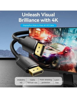 Vention Кабел Cable - Display Port v1.2 DP M / M Black 4K 1.5M - HAKBG