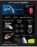 MCHOSE професионална геймърска мишка A7 V2 Ultra Black - Wireless Gaming Mouse - Dual 8K, Omron Mechanical