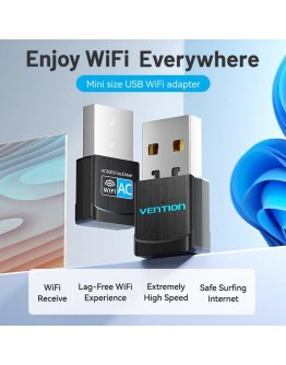 Vention безжичен адаптер WiFi USB adapter Dual Band, 650Mbps, Black - KDSB0
