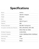 Vention безжичен адаптер WiFi USB adapter Dual Band, 650Mbps, Black - KDTB0