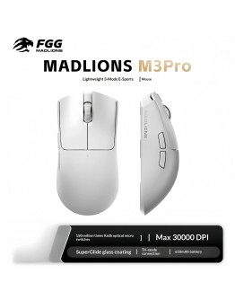 Madlions професионална геймърска мишка Wireless Gaming Mouse M3 Pro - 1K, Mad Catz Custom Sensor, White