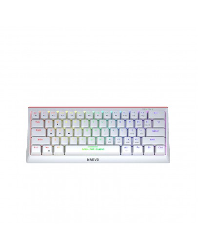 Marvo геймърска клавиатура Gaming Mechanical keyboard 61 keys TKL Hecate 61R WH - KG962G White - RED switches, RGB (English US)