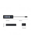 Orico хъб HUB USB3.1 Type-C 4 port - 4 x USB3.0 Black - PW4U-C3-015-BK