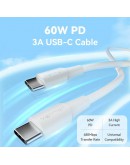 Vention Кабел USB 2.0 Type-C to Type-C - 1M White 3A Fast Charge - TAXWF