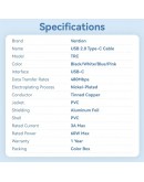 Vention Кабел USB 2.0 C M / USB-C M 1.0m White - TRCWF
