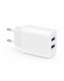 Мрежово зарядно устройство DeTech DE-58i, 5V/2.4A, 220V, 2 x USB, С кабел Lightning, 1.0m, Бял - 40540