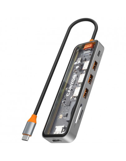 CANYON hub DS-13 7in1 4k USB-C Transparent Space