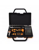 Комплект отвертки, накрайници и вложки Jakemy JM-6123, 31 Части, CR-V, Стомана, Оранжев - 17636