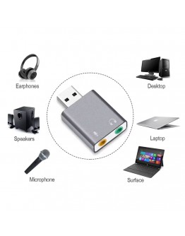 Звукова карта DeTech, USB, 7.1, Сив - 17857