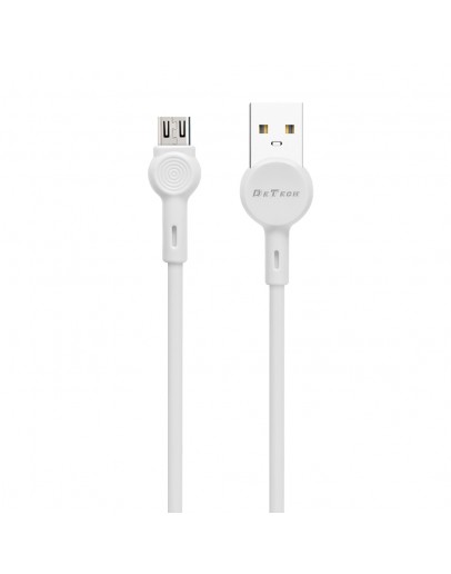 Кабел за данни DeTech DE-C35M, Micro USB, 1.0m, Бял - 40188