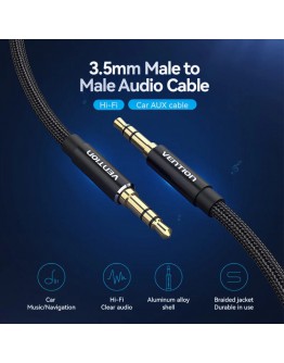 Vention Аудио Кабел 3.5mm Audio Cable  M/M Cotton Braided 1.5m - BAWBG