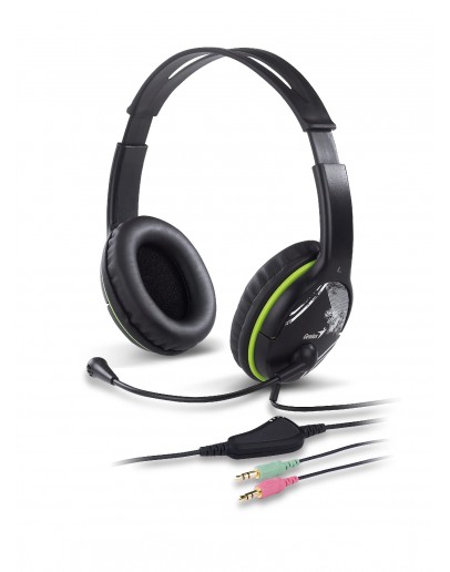 Genius слушалки с микрофон Headset HS-400A - 3.5 mm, Mic, Black/Green
