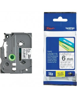 Brother TZe-111 Tape Black on Clear, Laminated, 6m
