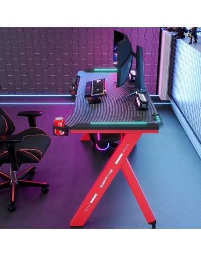 Геймърско бюро No brand D2107, 4 в 1, RGB, Черен - 74007