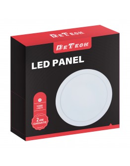 LED панел за вграждане DeTech, 22W, 6500K, Кръг, Бял - 77017