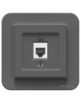 Единична розетка за компютър DeTech DE-9223-61, RJ45, Cat5E, За вграждане, IP20, Сив - 75065