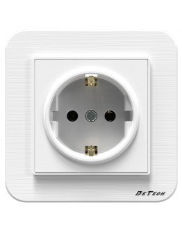Единичен електрически контакт DeTech DE-9223-42, С рамка, Шуко, За вграждане,16А, 250V, IP20, Бял - 75033