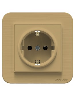 Единичен електрически контакт DeTech DE-9223-42, С рамка, Шуко, За вграждане, 16А, 250V, IP20, Златист - 75048