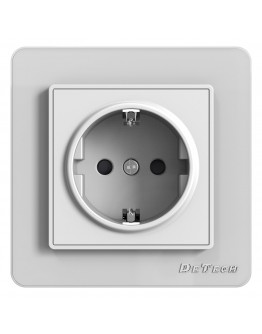 Единичен електрически контакт DeTech DE-6008-42, Шуко, За вграждане,16А, 250V, IP20, Бял - 75005