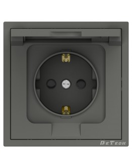 Единичен влагозащитен контакт DeTech DE-9227-45,  Шуко, 16А, 250V, IP40, Сив - 75139
