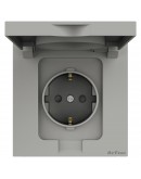Единичен влагозащитен контакт DeTech DE-9225-45,  Шуко, 16А, 250V, IP40, Сив - 75099