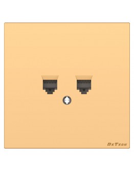 Двойна розетка за компютър DeTech DE-9225-62, RJ45, Cat5E, За вграждане, IP20, Златист - 75092