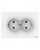 Двоен електрически контакт DeTech DE-9225-52,  Шуко, За вграждане, 16А, 250V, IP20, Бял - 75079