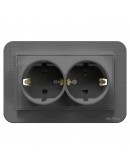 Двоен електрически контакт DeTech DE-9223-52,  Шуко, За вграждане, 16А, 250V, IP20, Сив - 75064