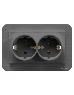 Двоен електрически контакт DeTech DE-9223-52,  Шуко, За вграждане, 16А, 250V, IP20, Сив - 75064