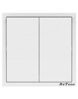 Двоен електрически ключ DeTech DE-9227-02, С рамка, схема 5, 10А, 250V, IP20, Бял - 75106