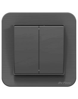 Двоен електрически ключ DeTech DE-9223-02, С рамка, схема 5, 10А, 250V, IP20, Сив - 75059