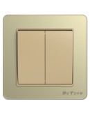 Двоен електрически ключ DeTech DE-6008-02, Схема 5, 10А, 250V, За вграждане, IP20, Златист - 75011