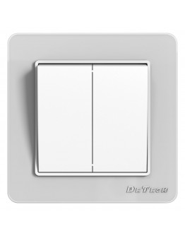 Двоен електрически ключ DeTech DE-6008-02, Схема 5, 10А, 250V, За вграждане, IP20, Бял - 75002