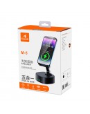 Тонколона със стойка за телефон Kisonli M5, Bluetooth, Безжично зареждане, FM, AUX, RGB, Различни цветове - 22275