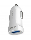 Зарядно устройство за кола, LDNIO DL-C17, 5V/1A, Универсално, 1 x USB, С Micro USB кабел, Бял - 14377