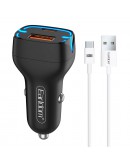 Зарядно устройство за кола Earldom ES-CC2, 1xUSB QC3.0, 1xType-C PD, С Type-C кабел, Бял - 40249