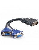 Преходник DeTech DVI 24+5 М към 2 VGA F, Черен - 18251
